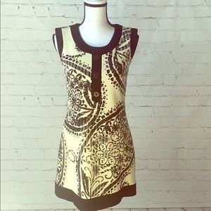 Floral Beige & Black Buttoned Nine West Dress